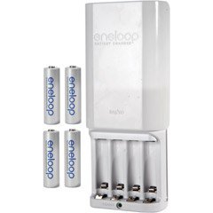 Sanyo Eneloop Battery Charging Kit with 2,000 mAh AA Rechargeable Batteries (4-Pack)